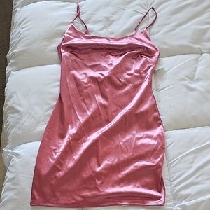 LAST CHANCE Elegant Pink Satin Slip Dress